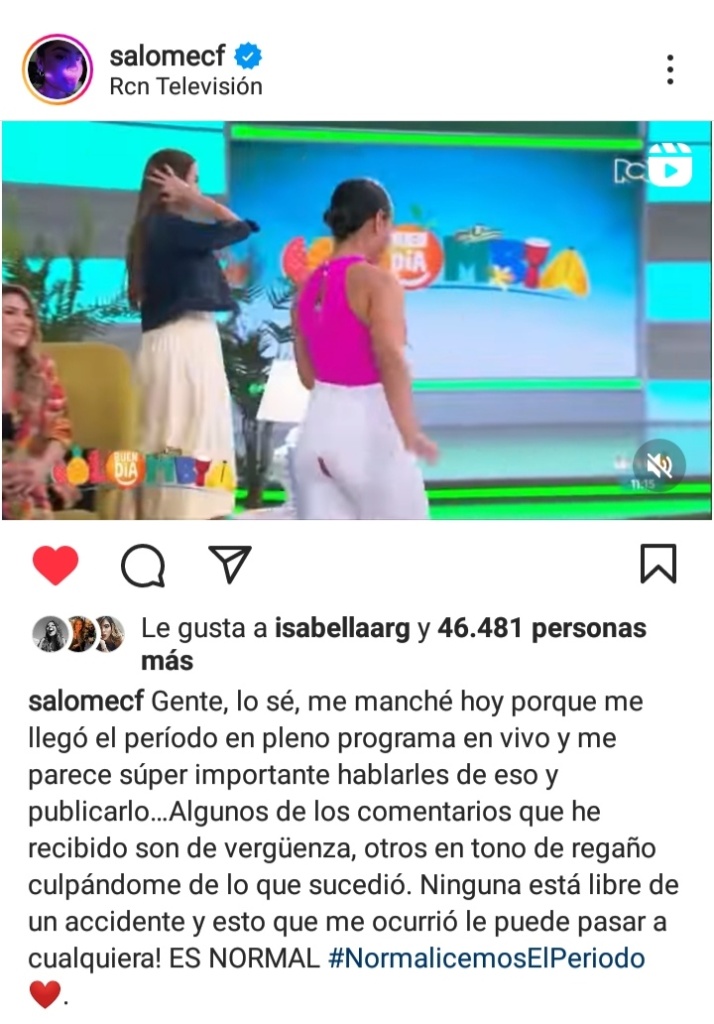 SALOME CAMARGO Y SU REFLEXIÓN TRAS UN ACCIDENTE EN TELEVISIÓN EN